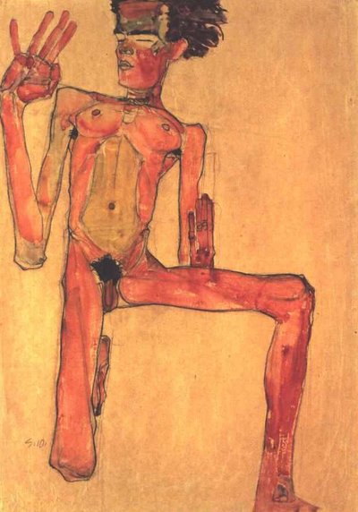 Kneeling Self-Nude by Egon Schiele